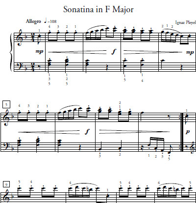 Sonatina In F Major Sheet Music and Sound Files for Piano Students